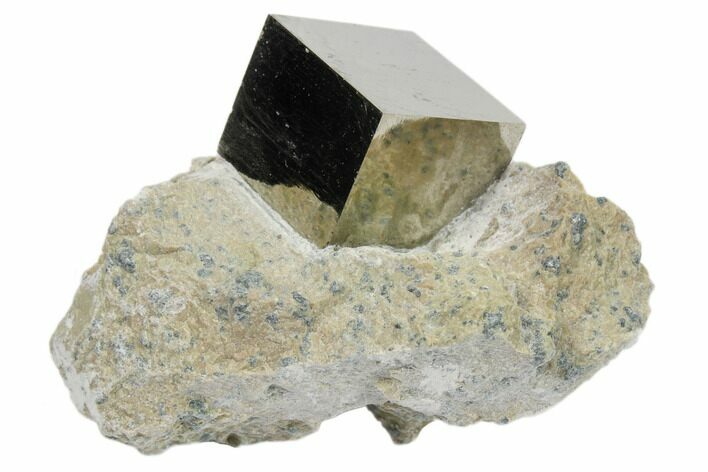 Natural Pyrite Cube In Rock From Spain #82073